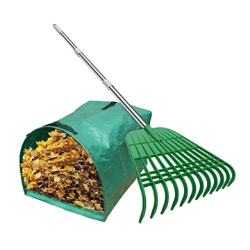 Gardzen Leaf Rake & Bag Combo - Perfect for Yard Cleanup