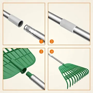 Gardzen Leaf Rake & Bag Combo - Perfect for Yard Cleanup