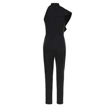 Engood Women's Sexy Thin Ruffle Strapless High Waist Clubwear Long Wide Leg Pants Jumpsuit Rompers