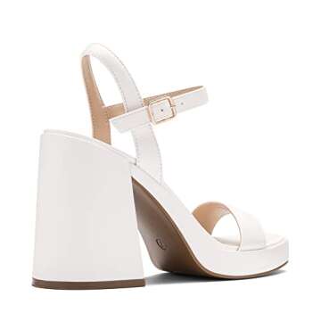DREAM PAIRS Heels for Women Block Chunky Platform High Heels Open Toe Giselle Fashion Wedding Party Evening Prom Dance Ankle Strap Dress Pump Sandals Shoes,Size 7.5,White
