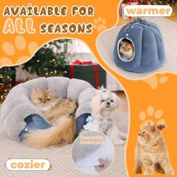 Rywell Heated Cat Bed, Versatile Heated Cat Bed Indoor for All Seasons, Soft & Cozy with Timer & Temp Adjustable, for Indoor Cat&Small Dog