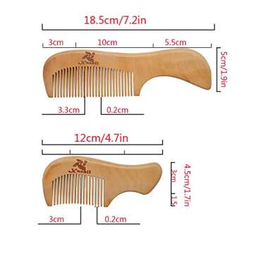 Xuanli® 8 Pcs The Family Of Hair Comb set - Wood with Anti-Static & No Snag Handmade Brush for Beard, Head Hair, Mustache With Gift Box (S021)