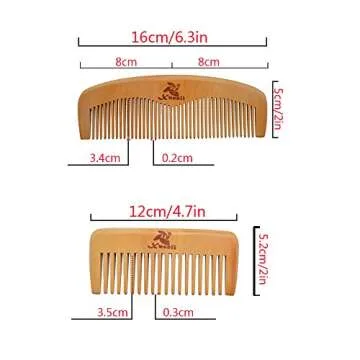 Xuanli® 8 Pcs The Family Of Hair Comb set - Wood with Anti-Static & No Snag Handmade Brush for Beard, Head Hair, Mustache With Gift Box (S021)