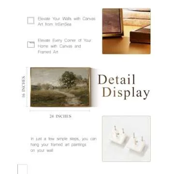 InSimSea Golden Framed Vintage Canvas Wall Art Arkville Landscape Rustic Country Road Home Decor 16x24in, Outskirts Classical Painting Prints for Livingroom Bedroom Wall Decor Nature Gallery Art