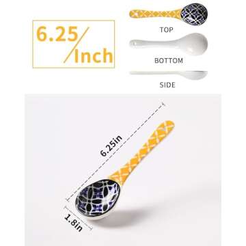 Metahom Ceramic Small Serving Spoons, Colorful Soup Spoons Set for Cereal, Soups, Stews, Ramen, Dish...