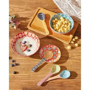 Metahom Colorful Serving Spoons Set for Soup and Cereal