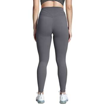 Aoxjox High Waisted Workout Leggings for Women Trinity Yoga Pants 26.5" (Iron Grey, Large)