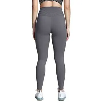 Aoxjox High Waisted Workout Leggings for Women Trinity Yoga Pants 26.5" (Iron Grey, Large)