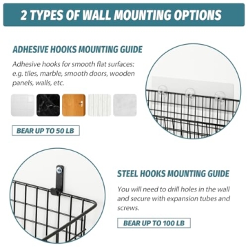 Extra Large Wall-Mounted Baskets for Home Organization