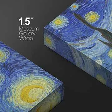 wall26 - Starry Night by Vincent Van Gogh - Framed Canvas Art Wall Art - 16"x24" Black