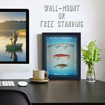 BREAK GLASS GIFTS Funny In Case of Emergency Fishing Gifts - Unique fishing Gag Wall Art a Great Fishing Gift. Hilarious fishing Gifts for Men or Women, Ideal for Any fishing lover for Fathers Day