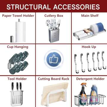 VNKZI Over Sink Dish Rack - Adjustable, Durable & Stylish