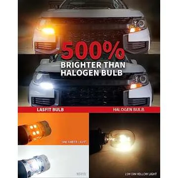 LASFIT T3 7443 7444NA Switchback LED Bulb Front Turn Signal CANBUS Error Free White Amber NEW 500% Brighter 7444NA W21W DRL Parking Light Built In Resistor Anti Hyper Flash, Standard Socket (2pcs)