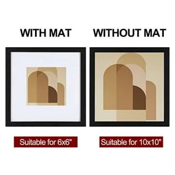 HEART ART 10x10 Picture Frame Set of 9,Display Pictures 6x6 with Mat or 10 x 10 without Mat,Multi Collage Gallery Square Photo Frames for Wall,Black