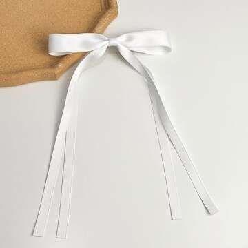 SALOCY Hair Clips, 4 PCS Hair Bow Clips for Women Girls with Long Tail Tassel Ribbon Bowknot Hair Ac...