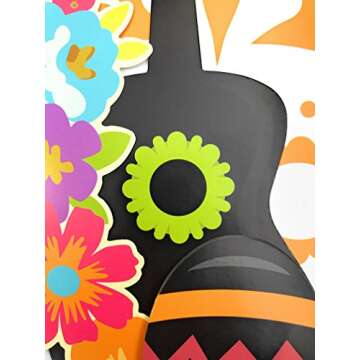 Mexican Fiesta Photo Booth Props. Cinco de Mayo Fiesta Party Supplies Day of The Dead Masks. Kit of 20 Pieces. Dia De Los Muertos - Sugar Skull Fiesta Decorations