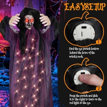 95cm Animated Hanging Witch Decoration for Halloween