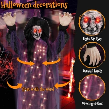 95cm Animated Hanging Witch Decoration for Halloween