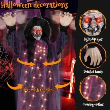 95cm Animated Hanging Witch Decoration for Halloween