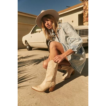 Jeffrey Campbell Ice Natural Western Boots Stylish Comfort