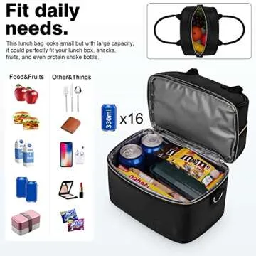 BALORAY Lunch Bag for Women Men, Double Deck Lunch Box for Adults, PU Leather Lunch Tote Bag Insulat...