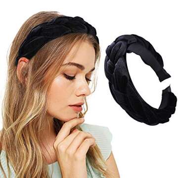 Velvet Womens Braided Headbands Vintage Fashion Twisted Knotted Hair Accessories Statement Fashion R...