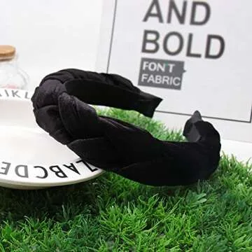 Velvet Womens Braided Headbands Vintage Fashion Twisted Knotted Hair Accessories Statement Fashion Retro Grace Elegant Wide Plastic Hairbands Gift For Woman