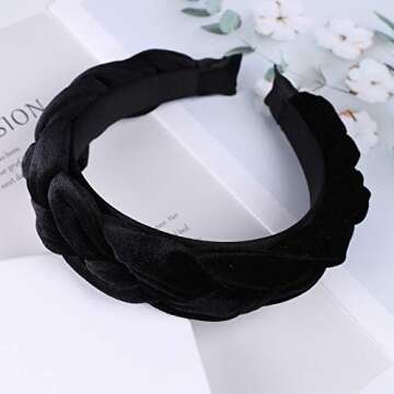 Velvet Womens Braided Headbands Vintage Fashion Twisted Knotted Hair Accessories Statement Fashion Retro Grace Elegant Wide Plastic Hairbands Gift For Woman