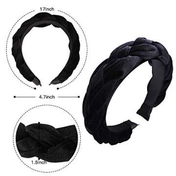 Velvet Womens Braided Headbands Vintage Fashion Twisted Knotted Hair Accessories Statement Fashion Retro Grace Elegant Wide Plastic Hairbands Gift For Woman