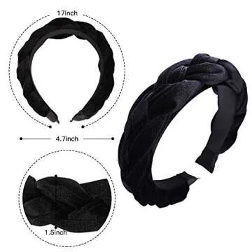Velvet Womens Braided Headbands Vintage Fashion Twisted Knotted Hair Accessories Statement Fashion Retro Grace Elegant Wide Plastic Hairbands Gift For Woman