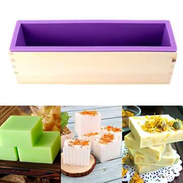 YGEOMER Silicone Soap Mold for Soap Making, Rectangular Loaf Soap Mold with Wooden Boxes, 2 Cutters and 100pcs Bags, 2pcs, 42oz