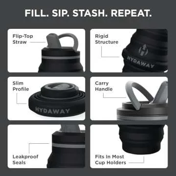 HYDAWAY Collapsible Water Bottle - Eco-Friendly Travel Hydration