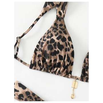 WDIRARA Women's 2 Piece Leopard Print Swimsuits Triangle High Waisted Bathing Suit Brazilian Bikini Sets Multicolor Leopard Small