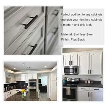 goldenwarm 10 Pack Matte Black Cabinet Knobs Black Drawer Pulls Kitchen Cabinet Hardware LSJ22BK T Bar Square Knobs Modern Cupboard Door Handles Bathroom Handles 2 Inch Overall Length