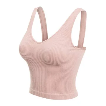 Women’s Four-Way Stretch V-Neck Ribbed Seamless Crop Top