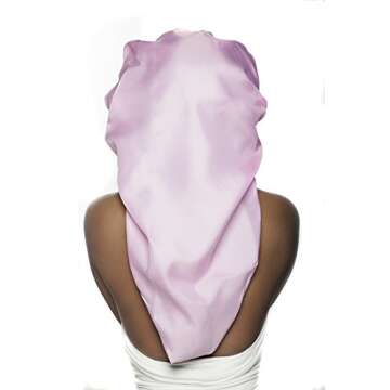 Luxurious Pink Long Satin Sleep Cap for Hair Care
