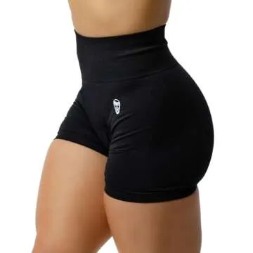 Gymreapers Seamless Shorts Infinity High Waist Biker Workout Scrunch Shorts for Women Athletic Gym Running Pilates Yoga Sport Short (Black)