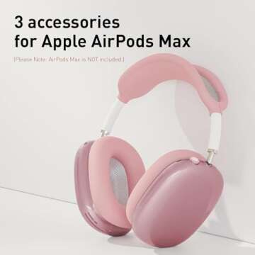 MOLOPPO Case Cover for AirPods Max Headphones, Silicone Ear Pad/Headband Cover/Clear Soft TPU Ear Cu...