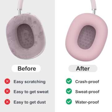 MOLOPPO Case Cover for AirPods Max Headphones, Silicone Ear Pad/Headband Cover/Clear Soft TPU Ear Cups Cover, [3 in 1] Accessories Protector for Apple AirPod Max (2024/2020), Pink