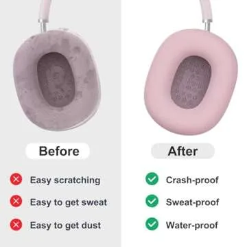 MOLOPPO Case Cover for AirPods Max Headphones, Silicone Ear Pad/Headband Cover/Clear Soft TPU Ear Cups Cover, [3 in 1] Accessories Protector for Apple AirPod Max (2024/2020), Pink