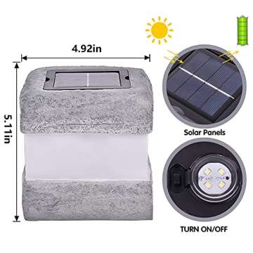 2 Pack Solar Garden Lights, Fake Rock Lights for Outdoor Pathway Yard, Solar Waterproof Decorative Rocks Lantern for Landscape Decor Gery