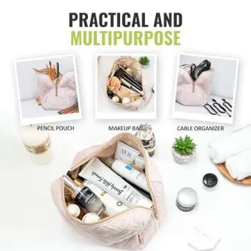 BOACAY Large Makeup Bag for On-the-Go Beauty