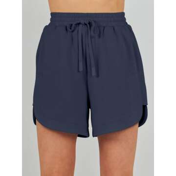 ANRABESS Two Piece Sets for Women Summer Half Zip Short Set Sweatsuit 2 Piece Outfits Sweat Lounge Sets Tracksuit navy blue Medium