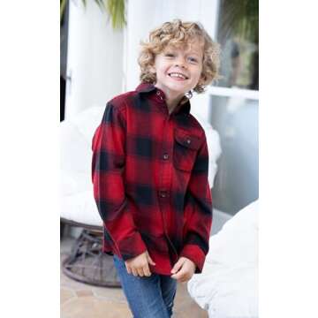 Gioberti Kids Brushed Flannel Shirt with Corduroy Contrast