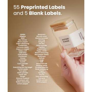 APT 1101 Glass Spice Jars with Labels, 4oz Glass Jars with Bamboo Lids, Square Spice Jars with Labels, Empty Spice Bottles for Seasoning Organizer, Spice Drawer Organizer, 12 Pack (White)