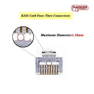 PETECHTOOL RJ45 CAT6 Connector End Pass Through Ethernet 8P8C Modular Plug (20 Pieces)