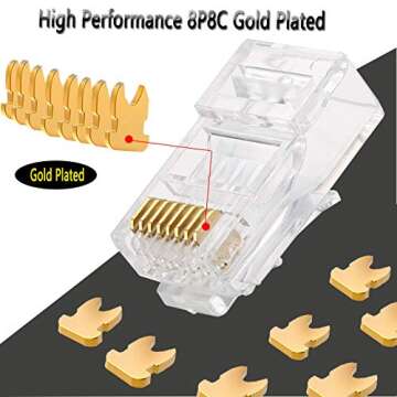 PETECHTOOL CAT6 8P8C Pass Through Connectors for Ethernet