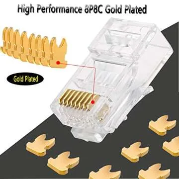 PETECHTOOL CAT6 8P8C Pass Through Connectors for Ethernet