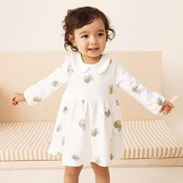 Pureborn Baby Girls Dress with Bloomer - Long Sleeve Playwear for 6-9 Months