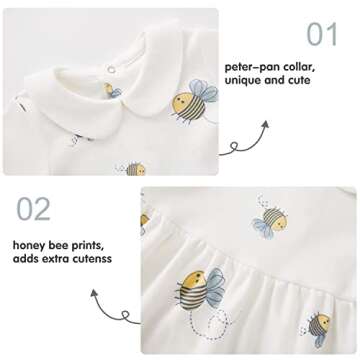 Charming Honey Bee Baby Dress with Headband for Girls